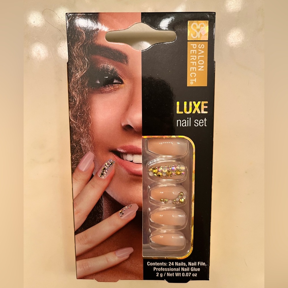 Salon Perfect glue on beige nails